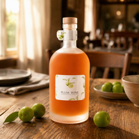 Offre Spéciale – Bouteille de Vin en Verre Dépoli Rond avec Bouchon en Bois 500 ml – Emballage Mat pour Boissons