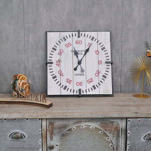 40CM Factory Price Rustic Design Simple Wooden <strong>Square</strong> Antique <strong>Wall</strong> <strong>Clocks</strong> White Retro Decorative Art Watch Dropshipping DDP WEEE - Product Image 1