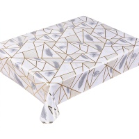 Nappe en PVC style nordique géométrique dorée avec imprimé feuilles tropicales, imperméable et anti-taches, en plastique