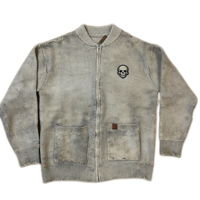 Veste en tricot zippée oversize côtelée vintage pour homme, style streetwear, avec poches, collection automne-hiver, vente en gros