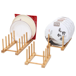 Bamboo Dish Drainer Round Multifunction <b>Kitchen</b> <b>Storage</b> Rack For Dish And Bowl - Product Image 4