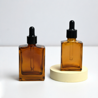 Flacon carré en verre pour huile essentielle, sérum, flacon compte-gouttes, emballage cosmétique, 30 ml, 50 ml, 100 ml