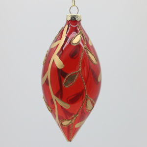 SY Brand Christmas Tree Ornament 80mm <b>Red</b> Transparent Hand-painted Double Tip Onion Glass Ball Craft <b>Glitter</b> Snowflake Pattern - Product Image 2