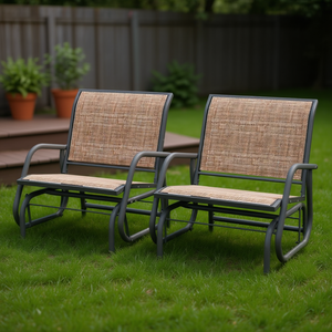 Ensemble de 2 chaises suspendues d'extérieur, structure en fer, rotin tressé, mobilier de jardin au design contemporain, sièges durables pour patio - Product Image 2