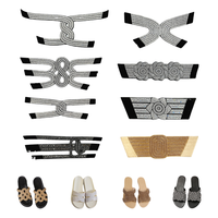 Sandales à la mode en tissu de coton pour femmes avec strass accessoires décoratifs pièces de chaussures