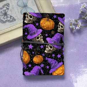 PU Beau Journal avec Pages Perforées Accompagné d'Attache et Pendentif Décoration Crânes Citrouilles <span class=keywords><strong>Sorcière</strong></span> Chapeaux Étoiles Pat - Product Image 2