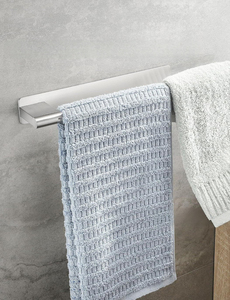 Porte-serviettes moderne double noir mat en acier inoxydable, auto-adhésif, pour salle de bain, avec option de fixation sans perçage - Product Image 6