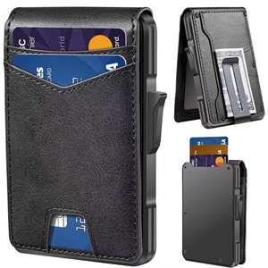 Estuche para Tarjetas <span class=keywords><strong>de</strong></span> Aluminio con Protección RFID y Compartimento para Efectivo, Cartera Delgada con Apertura Automática, Tarjetero Minimalista, Portamonedas - Product Image 2
