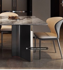 Ensemble de table à manger en marbre minimaliste italien moderne, nouvelle collection, avec chaises, 4 places, meubles de salle à manger carrés - Product Image 5