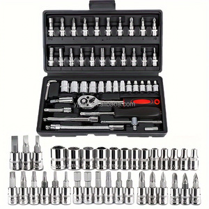 46pcs Ratchet Ổ cắm cờ lê Kit cho xe máy quản lý bảo trì tự động sửa chữa xe Bộ công cụ Ổ cắm cờ lê xách tay tuốc nơ vít - Product Image 3
