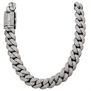925 Sterling Silver Natural Cuban Link Necklace VVS Moissanite <b>Iced</b> <b>Out</b> <b>Chain</b> Rhodium Plated Unisex Hip Hop Gift Jewelry - Product Image 1