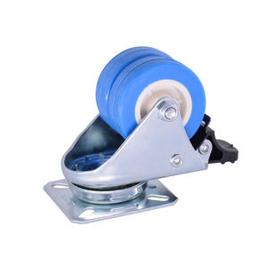 MW 3 Zoll obere Platte drehbar Doppel rad blau PVC Zwillinge Lenkrad mit Bremst isch rad - Product Image 1