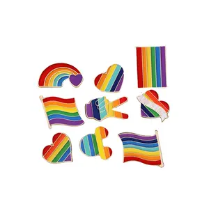 도매 에나멜 핀 자신의 사용자 정의 LGBT 레즈비언 게이 프라이드 배지 무지개 심장 핀