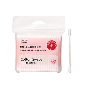 Lmltop สำลีก้านไม้ไผ่ 100 ชิ้น ปลายกลม สำหรับเครื่องสำอางบำรุงผิว A650 - Product Image 2