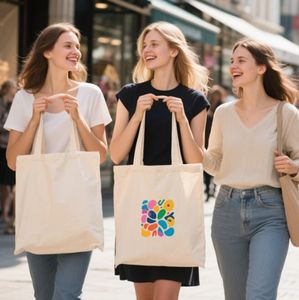 Vente en gros de sac fourre-tout en toile de coton imprimé réutilisable à la mode de haute qualité sac à provisions - Product Image 4