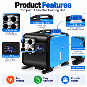 เครื่องทำความร้อนไฟฟ้า 5KW 12V 24V 220V อลูมิเนียมอัลลอยด์แบบพกพาสำหรับใช้งานเชิงพาณิชย์ ความจุทำความร้อน 1500 ตารางฟุต รุ่น ND02001 - Product Image 5