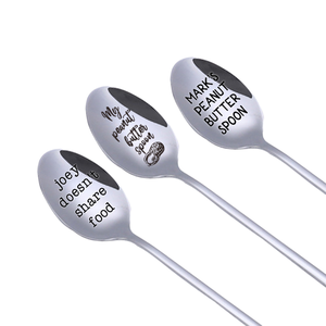 Regalos para la Familia, Cuchara de Acero Inoxidable Grabada Creativa, Regalo para el Día de la Amistad, Cuchara de Postre Personalizada - Product Image 1