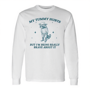 Mi vientre duece, pero me estoy siendo valiente al respecto, camiseta de manga larga Cowboy Raccoon - Product Image 2