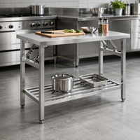 Table de travail en acier inoxydable à 201 niveaux, avec étagère inférieure et pieds renforcés, facile à nettoyer, pour cuisine commerciale – Approvisionnement en gros