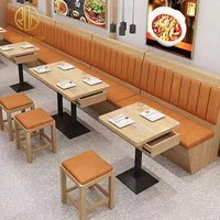 Café-restaurant restauration rapide carré Commercial café bois cuir Restaurant banc canapé meubles stand siège Table et ensemble de chaises