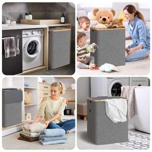Suministro <span class=keywords><strong>de</strong></span> fábrica, cesto <span class=keywords><strong>de</strong></span> ropa sucia <span class=keywords><strong>de</strong></span> 110/140L con tapa, organizador alto <span class=keywords><strong>de</strong></span> papelera con asas <span class=keywords><strong>de</strong></span> bambú, cestas <span class=keywords><strong>de</strong></span> ropa sucia grandes - Product Image 6