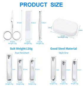 IDEA DE REGALO: Set de Manicura y Pedicura de Acero Inoxidable, 5/6/7 Piezas, Kit de Cuidado Personal para Viaje, con Caja - Product Image 3