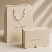 Ensemble d'emballage de bijoux de luxe personnalisé avec logo, boîte cadeau en carton doré, boîte d'expédition, sac en papier, ruban, kit de marquage pour accessoires
