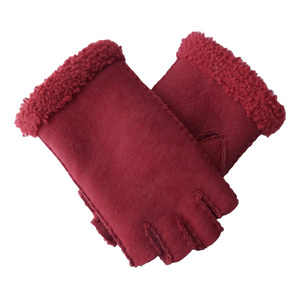 Double face en peau de <span class=keywords><strong>mouton</strong></span> Mérinos mignon femmes mitaines gants - Product Image 1