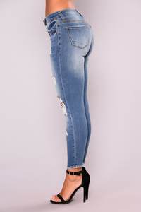 Jean skinny pour femme grande taille, respirant, en denim écologique, extensible, déchiré, décontracté, taille haute, coupe crayon - Product Image 6