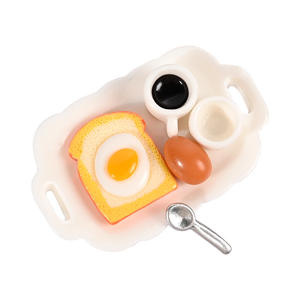 Fourchette à gâteau miniature, assiette, tasse, cuillère, café, lait, œufs pour maison de poupée, accessoires de cuisine pour jeu de maison de poupée - Product Image 1