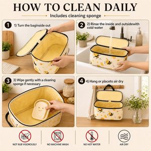 Boîte à pain rectangulaire personnalisée en cire d'abeille pour pain au levain, boîte à pain de comptoir, sac de rangement alimentaire avec poignée et double fermeture éclair - Product Image 5