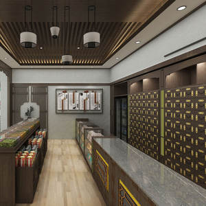 Étagère de présentation de médicaments en bois gris mat de style moderne 04-XDZYS pour l'aménagement de pharmacie professionnelle - Product Image 1