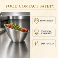 Bol de service incliné en acier inoxydable brossé pour salade et légumes, plat à sauce, compatible lave-vaisselle, écologique, vente en gros