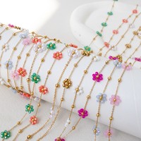 Ensemble de bijoux tournesol coloré plaqué or 18 carats en acier inoxydable avec collier et bracelet pour femmes