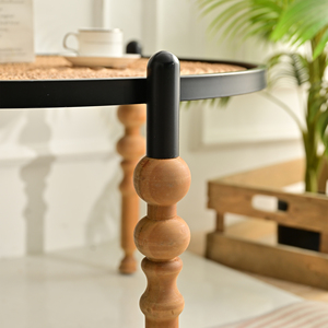 High Quality Accent Farmhouse <b>Round</b> Wood Carved <b>Coffee</b> <b>Table</b> with 3 Legs for Living Room - Product Image 5