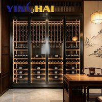 Armoire à vin en acier inoxydable noir YINGHAI avec éclairage LED pour salle à thé, salon, villa, hôtel, bar, restaurant, bureau
