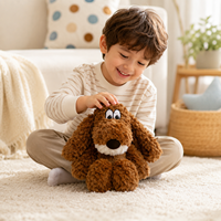 Peluche chien mignon et doux, jouet en peluche marron de dessin animé, poupée en peluche câline pour enfants, cadeau d'anniversaire ou de Noël