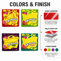 Sacs Mylar refermables anti-odeur à fermeture éclair pour bonbons gélifiés et chewing-gums, scellés sur 3 côtés, emballage plastique en vrac