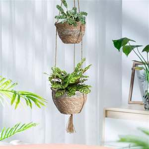 Panier Mural En Rotin Du Vietnam Corbeille A Pain Et Osier De <span class=keywords><strong>Canape</strong></span> Suspendu Simple Serviettes Au Mur Jute 3 Niveaux - Product Image 1