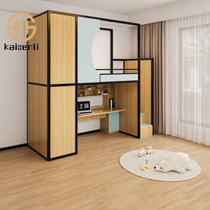 KSL Новая цветная стальная и деревянная Капсульная двухъярусная кровать со столом и хранением деревянная прикроватная лестница многофункциональная - Product Image 1