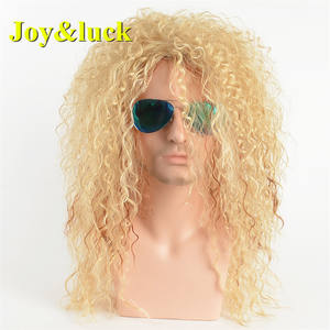Perruque en gros pour hommes, cheveux blonds bouclés, longue <span class=keywords><strong>coiffure</strong></span> masculine blonde noire, <span class=keywords><strong>afro</strong></span> naturel, cheveux crépus bouclés, perruques synthétiques pour hommes - Product Image 1