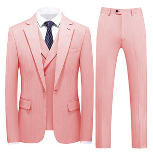Costumes 3 pièces pour hommes à la mode personnalisés pour banquet <span class=keywords><strong>de</strong></span> mariage pour hommes, ensemble blazer à col cranté <span class=keywords><strong>de</strong></span> couleur unie, ensemble pantalon et <span class=keywords><strong>gilet</strong></span> - Product Image 3