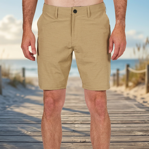 Shorts de pêche formels légers pour hommes UPF 50+ en toile unie brodée, avec braguette zippée, tricotés, résistants à l'eau et à séchage rapide pour la randonnée - Product Image 3