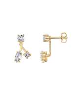Boucles d'oreilles élégantes en laiton plaqué or, motif cœur et nœud, avec zircon cubique à quatre griffes, pour femmes, vente en gros