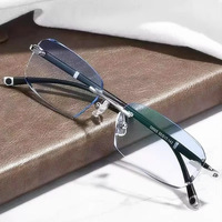 Lunettes de lecture photochromiques de luxe sans monture pour hommes et femmes, avec découpe diamant, verres à changement de couleur, pour presbytie, lunettes de soleil