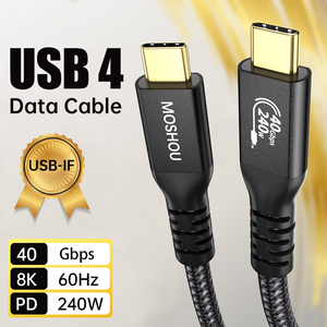 Câble MOSHOU <span class=keywords><strong>USB</strong></span> C vers C 240W, transfert de données 40 Gbps, chargeur Type-C, cordon de charge rapide <span class=keywords><strong>USB</strong></span>-C, 8K UHD pour MacBook Pro OEM - Product Image 1