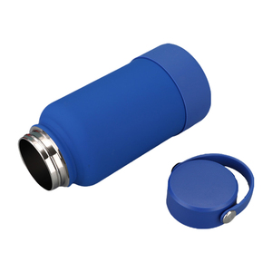 Boca grande 650ml 1000ml Termo de acero inoxidable recubierto de goma Botella de agua deportiva Hervidor con asa Tapa plana y tapa de paja - Product Image 6