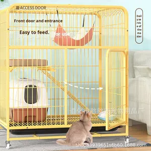 Cage <span class=keywords><strong>à</strong></span> <span class=keywords><strong>chat</strong></span> en fer Villa extra large avec toilette intégrée, abri pour <span class=keywords><strong>chat</strong></span> toutes saisons, Hebei - Product Image 5