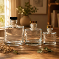 Bouteille en verre diffuseur en gros avec bouchon à vis, vide, ronde ou carrée, avec bouchon en liège, 50ml 100ml 120ml 200ml