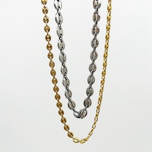 <span class=keywords><strong>Parure</strong></span> Bijoux Collier et Bracelet Chaîne <span class=keywords><strong>Grain</strong></span> <span class=keywords><strong>de</strong></span> <span class=keywords><strong>Café</strong></span> en Acier Inoxydable Plaqué Or 18K Style Hip Hop, Vente en Gros pour Hommes et Femmes - Product Image 4